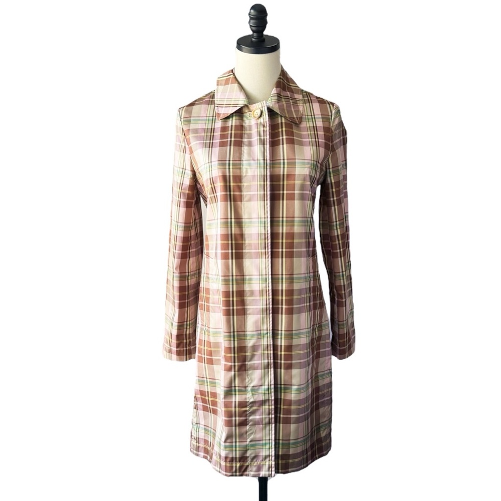 Gap Pastel Plaid Lightweight Trench Coat Jacket | XS